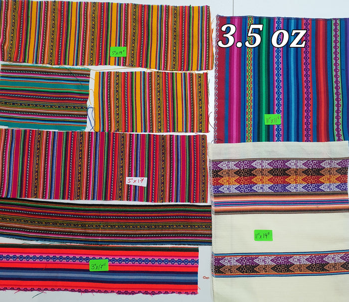 remnants, scrapt, andean fabric, aguayo, south america, retazos, telas peruanas, cortes, minis, peruvian fabric scraps