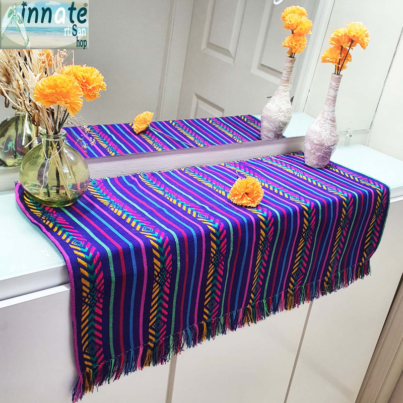 altar, table runner, purple, woven, cambaya, camino de mesa, altar, ofrenda, morado, bordado, Mexicano, Mexican