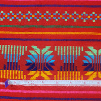 Mexican fabric, by yard, red, embroidered, Mayan, Aztec, tela mexicana, por metro, roja, bordada, reboseo fabric, table runner fabric