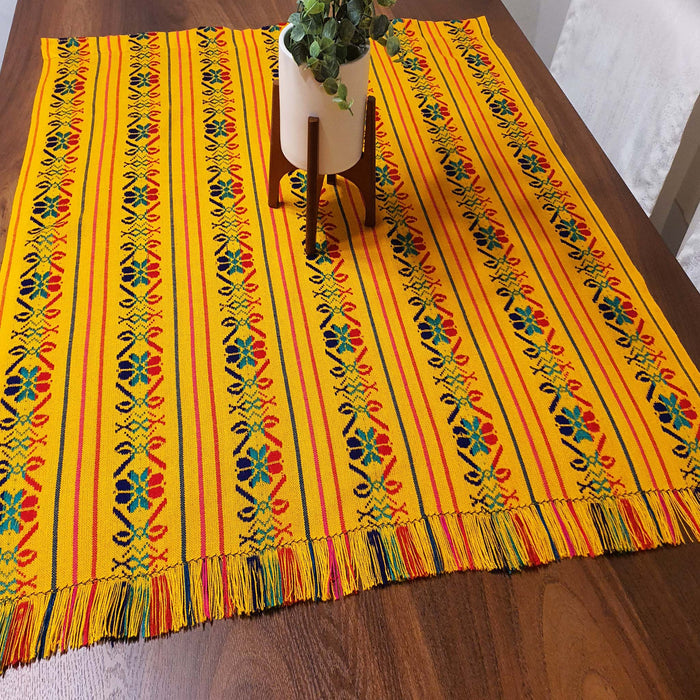 buy Mexican table runners, Mexican table runner near me, Mexican party table set up, mustard, woven, embroidered, aztec, mayan, pastel orange