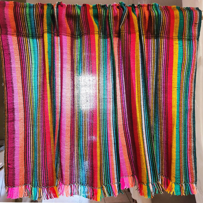 cafe curtains, Mexican, cortinas mexicanas, para cocina, valance, cambaya, Mexico style, black, striped