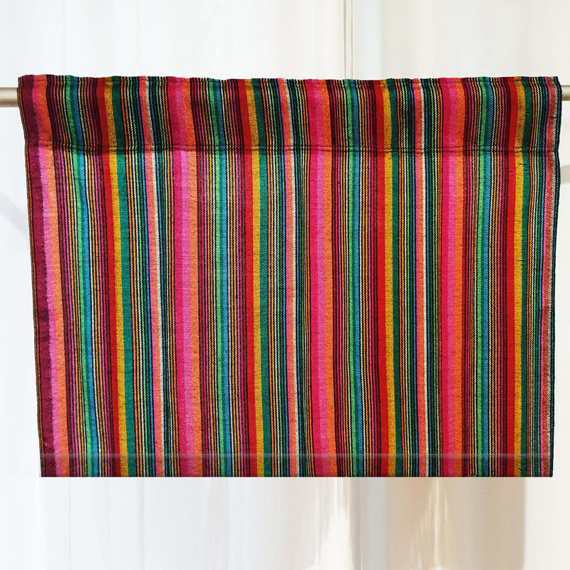 cafe curtains, Mexican, cortinas mexicanas, para cocina, valance, cambaya, Mexico style, black, striped