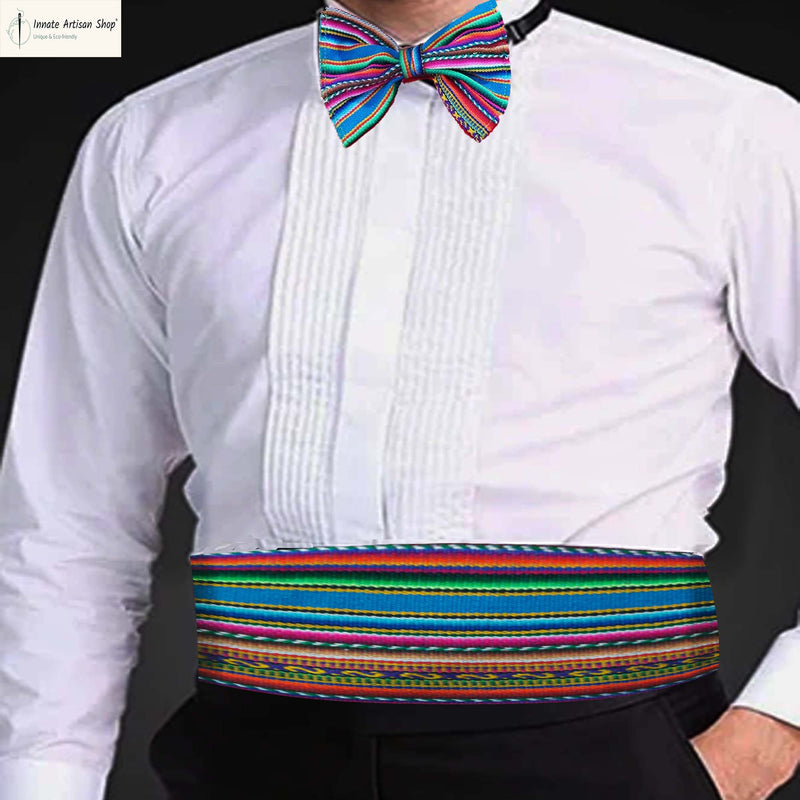 bow tie, cummerbund, ethnic, Peruvian, Andean, South America, hipster, classy, chic, Cuzco, Inca, aguayo, turquoise