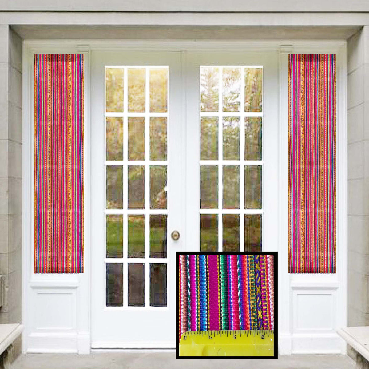 french door curtain, door curtain, door window curtain, privacy curtain, door window, door curtain, Andean, South America, Aguayo, stripped, magenta, hot pink