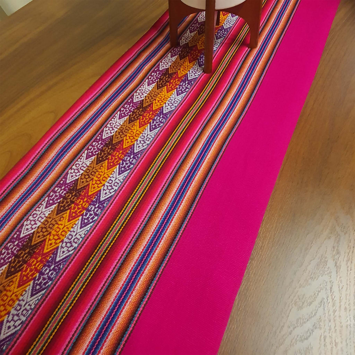 Hot pink Andean runner, tablecloth, Cusco, Rubi Red