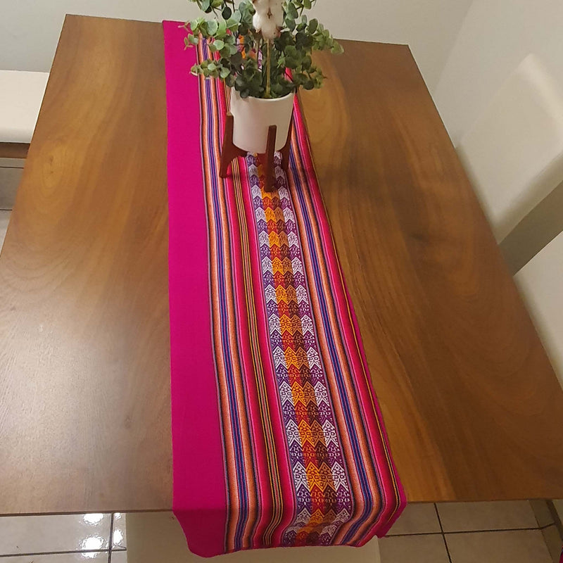 Hot pink Andean runner, tablecloth, Cusco, Rubi Red - Innate Artisan Shop