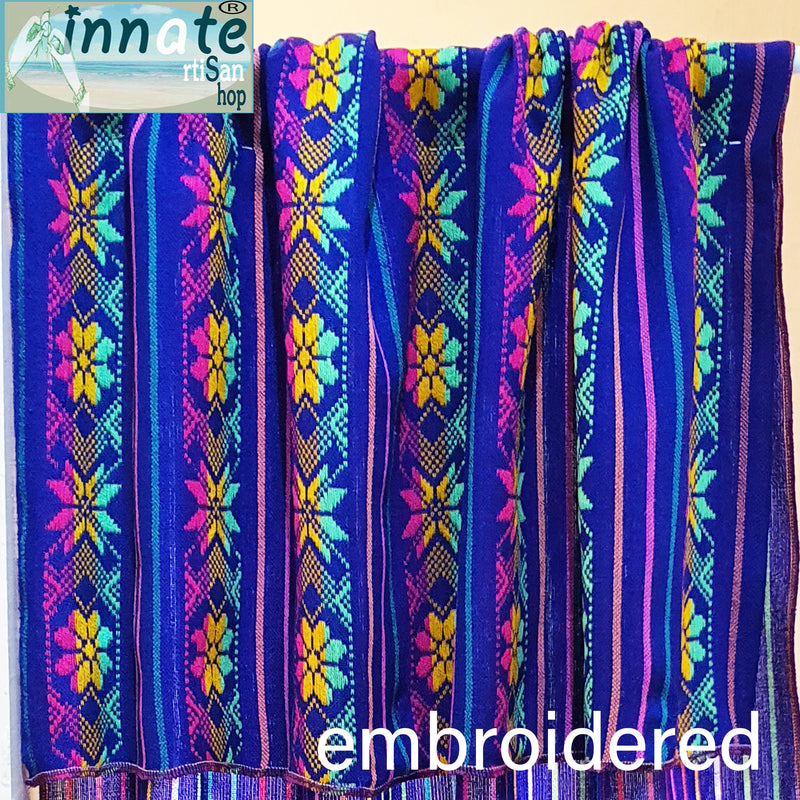 overstock, valance, Mexican curtains, sale, special,  ofertas, cortinas, Mexicanas, woven, cambaya, en especial, on sale, Mexican valance, royal blue, embroidered, aztec, mayan, valances on sale