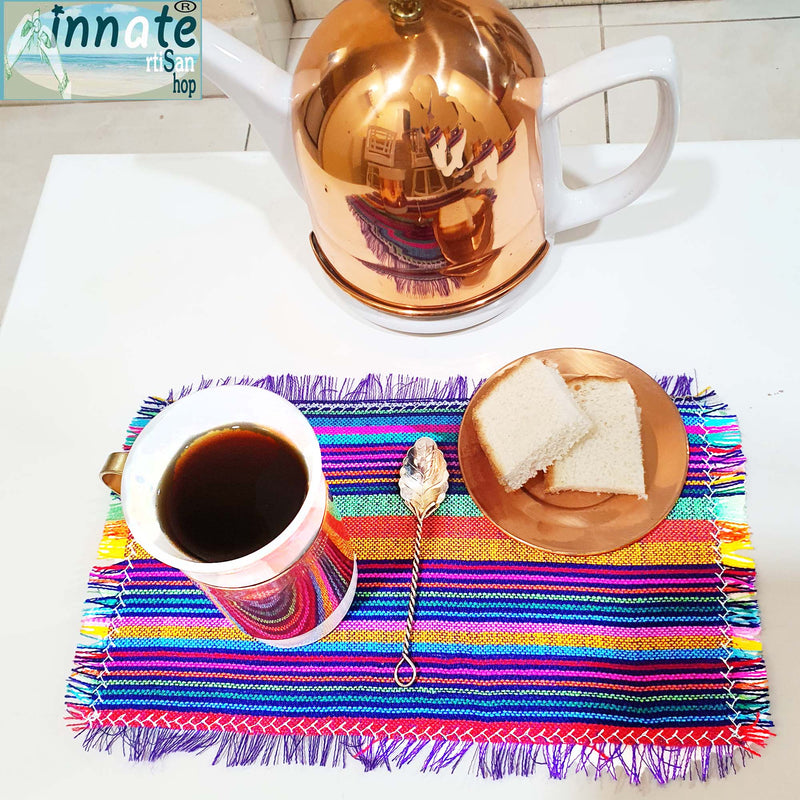 mini coasters, Mexican, non skid, non slip, cambaya, Mexican, woven, artisan, purple