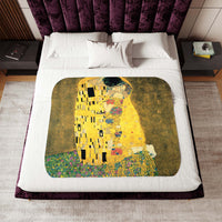 blanket, sherpa, Gustav Klimt, the kiss, blanket, art, sherpa blanket, paintings, famous paint, gift for artist, full size bed, throw blanket with art, medium size