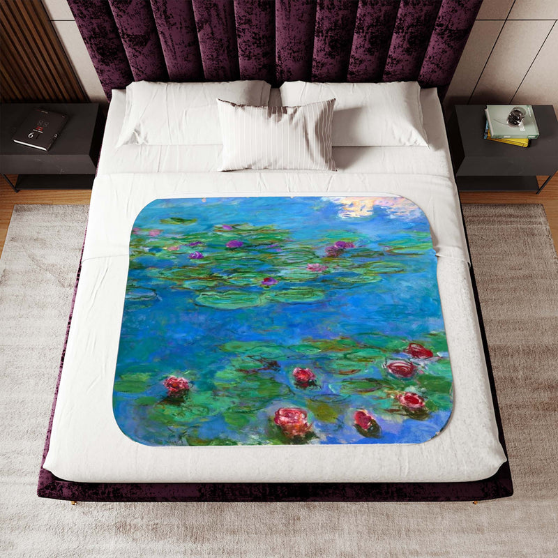 Claude Monet, Water Lilies, blanket, sherpa, print, art, on blanket