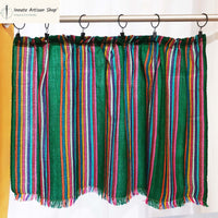 playroom curtain, valance, panel, Mexican, green, striped, circus
