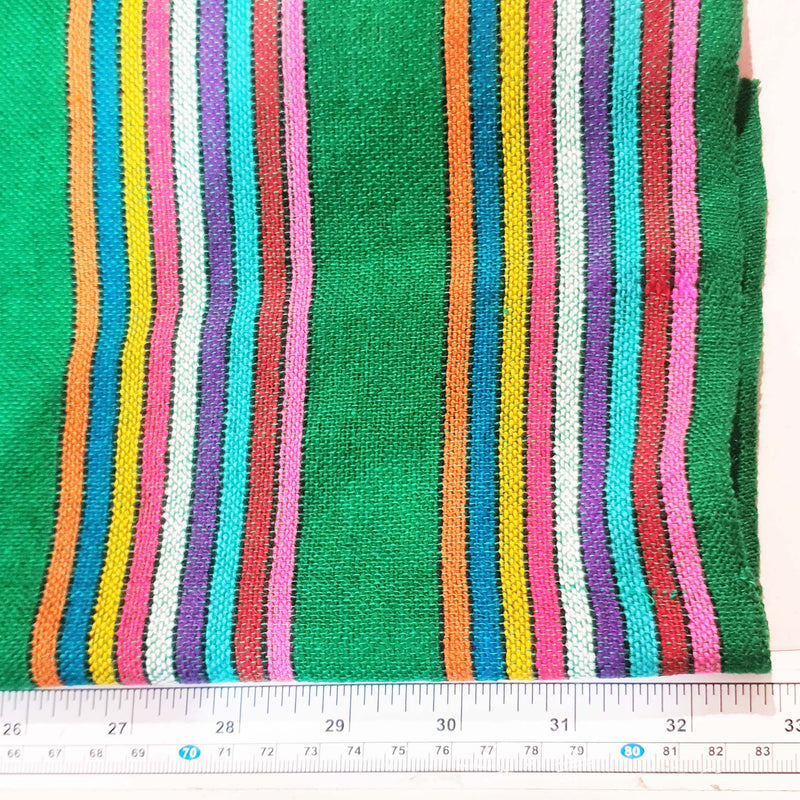 tela mexicana, verde, rayada, cambaya, por metro, Mexican fabric, green, striped, fiesta, multicolor, woven, artisan
