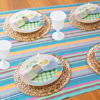 pastel, table runner, tablecloth, woven, easter, spring, pastel tones, striped, Mexican, artisan, cloth