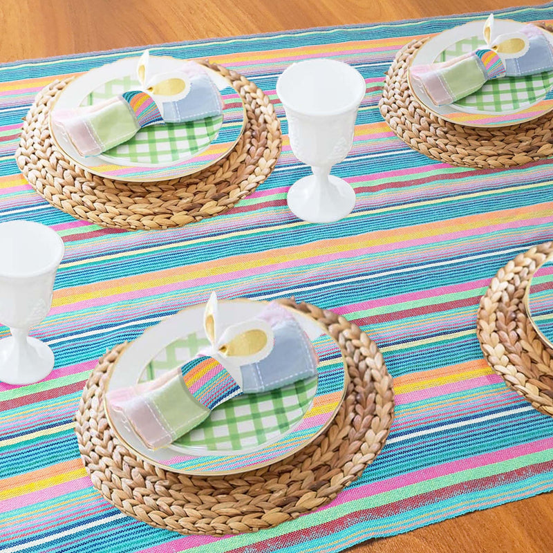 pastel, table runner, tablecloth, woven, easter, spring, pastel tones, striped, Mexican, artisan, cloth