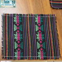 black placemat, Mexican, artisan, Aztec, ethnic, fabric, washable, non-skid