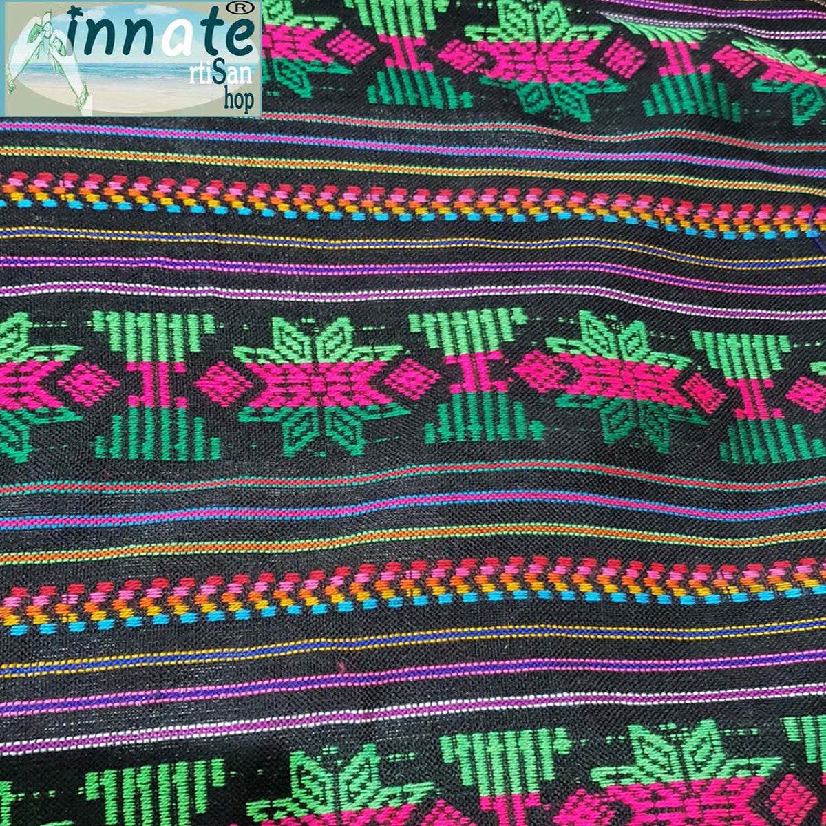 black table runner, camino de mesa negro, Mexican, artisan, embroidered, cambaya, Aztec, Mayan, custom, multicolor, rainbow, pistacho, pistaccio