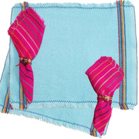 fuchsia, placemats, rustic, with napkins, sets, gift, fucsia, hot pink, jerga, Mexican, turquoise, blue