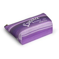 bridesmaid gift, bag, toiletry, makeup, accessories, purple serape, amethyst, with name, customized, personalized, XV gifts