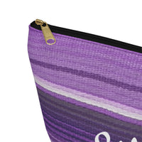 bridesmaid gift, bag, toiletry, makeup, accessories, purple serape, amethyst, with name, customized, personalized, XV gifts