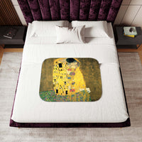 blanket, sherpa, Gustav Klimt, the kiss, blanket, art, sherpa blanket, paintings, famous paint, gift for artist, full size bed, throw blanket with art