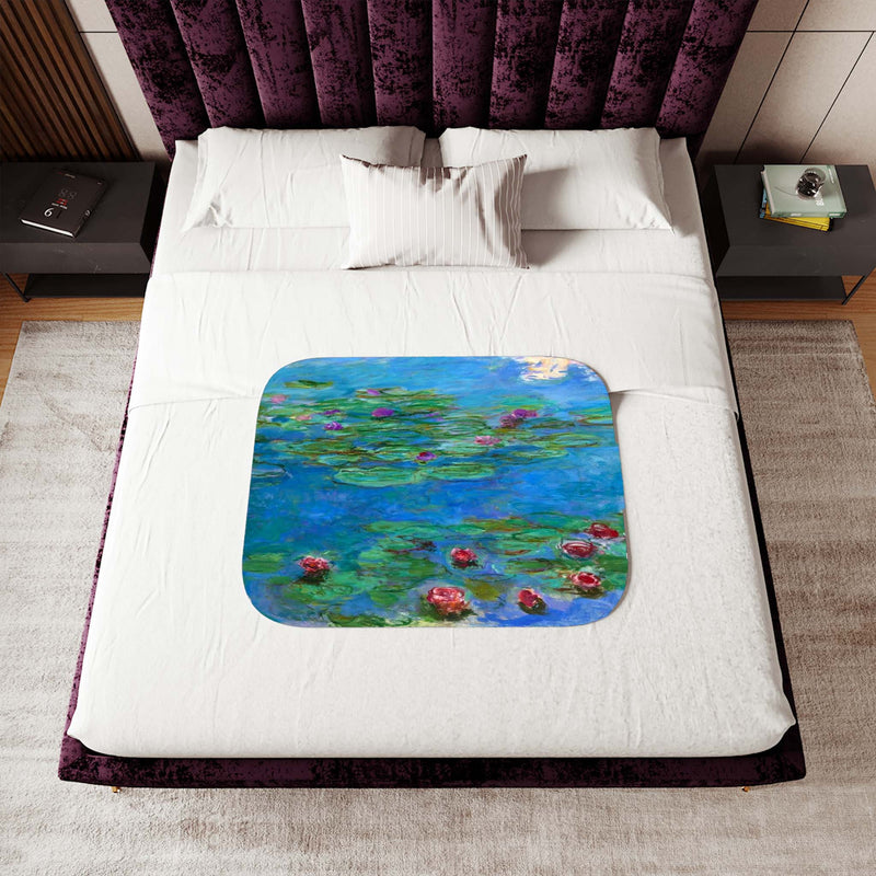 Claude Monet, Water Lilies, blanket, sherpa, print, art, on blanket