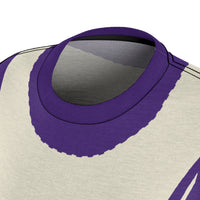 Tshirt collar , slim effect, tee, T shirt, irovy and purple, slimming effect top