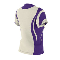 Tshirt back, slim effect, tee, T shirt, ivory and purple, slimming effect top