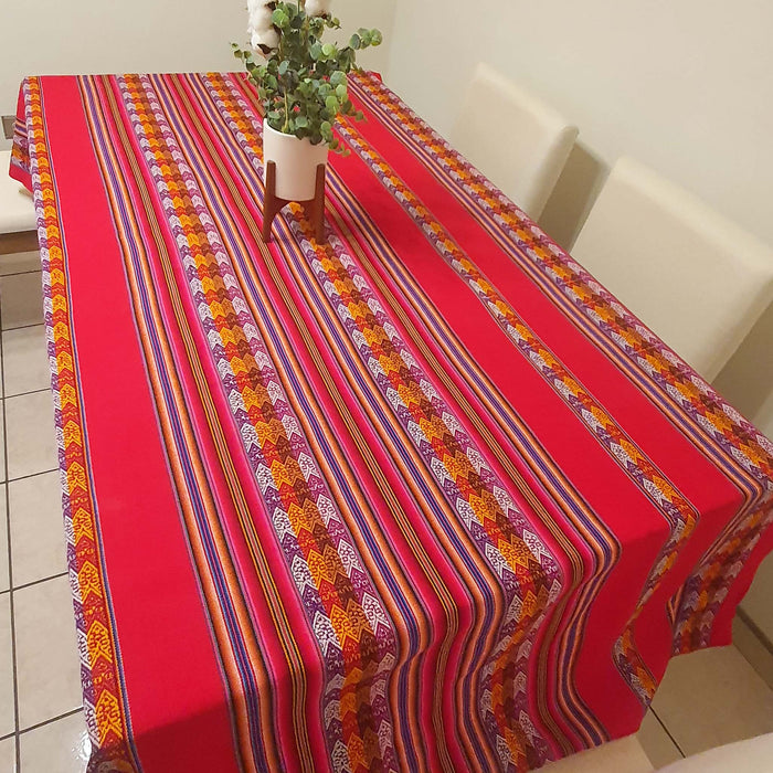 table runner, camino de mesa, hot pink, rosa peruano, Andean, South America, Cusco, Cuzco, Peruvian table runner, tablecloths, rubi red