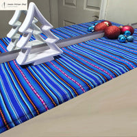 Tasseled entryway, foyer, table runner, royal blue, woven