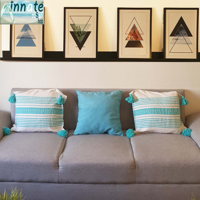 aqua, turquoise, pillow covers, throw pillows, artisan, pedan loom, square