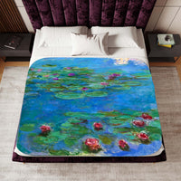 Claude Monet, Water Lilies, blanket, sherpa, print, art, on blanket