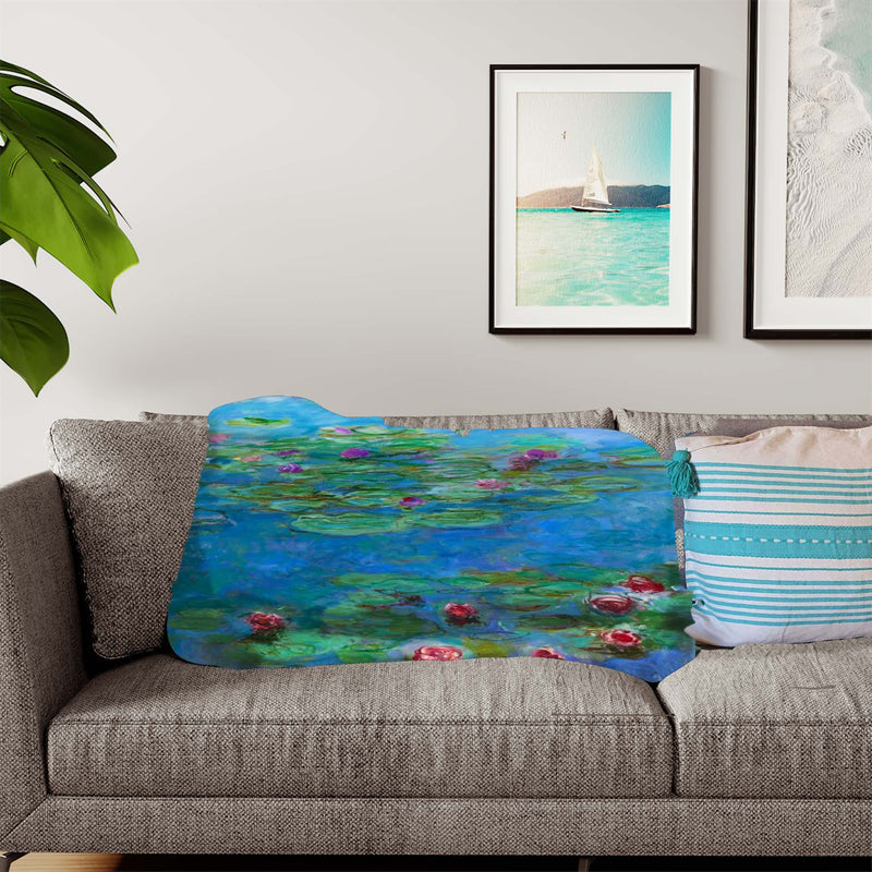 Claude Monet, Water Lilies, blanket, sherpa, print, art, on blanket