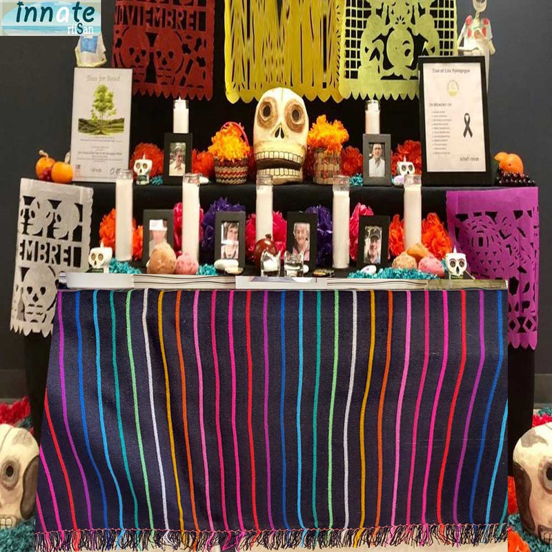 altar table runner, ofrenda, mantel, camino de mesa, negro, black table runner, Mexican, woven, cambaya, day of dead table runner, dia de mauertos