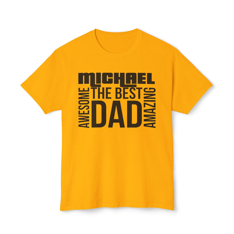 Dad T-Shirt - customized, shirts, Male shirts, personalized, cotton shirt, short sleeve,  yellow, marigold