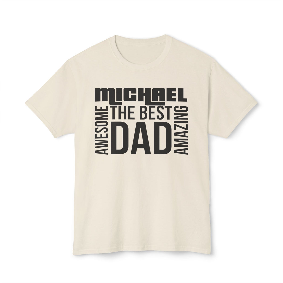 Dad T-Shirt - customized, shirts, Male shirts, personalized, cotton shirt, short sleeve,  natural, ivory