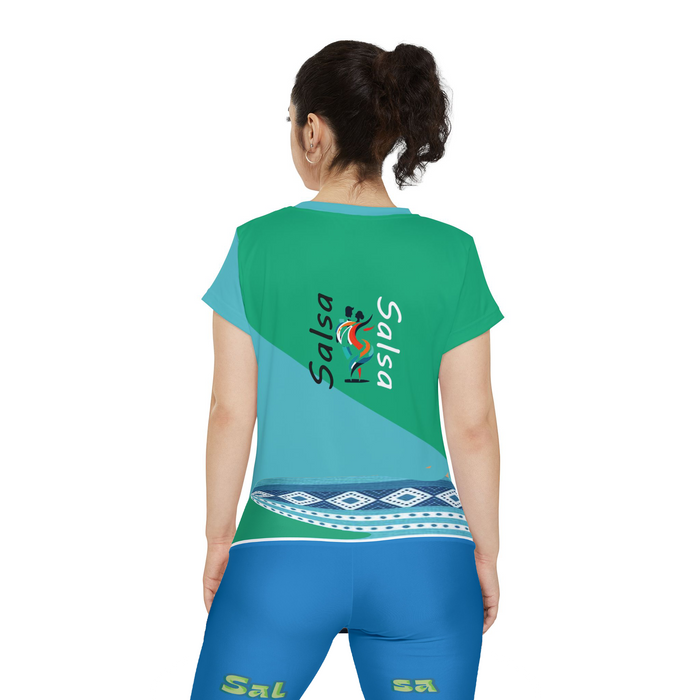 T shirt, short sleeve, Salsa, customizable, personalizable, green, turquoise, for Salsa Dance, camiseta para baile Salsa