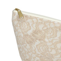 Zippered bag, lace bag, customized, personalized, champagne beige, XV gift, bridesmaid gift