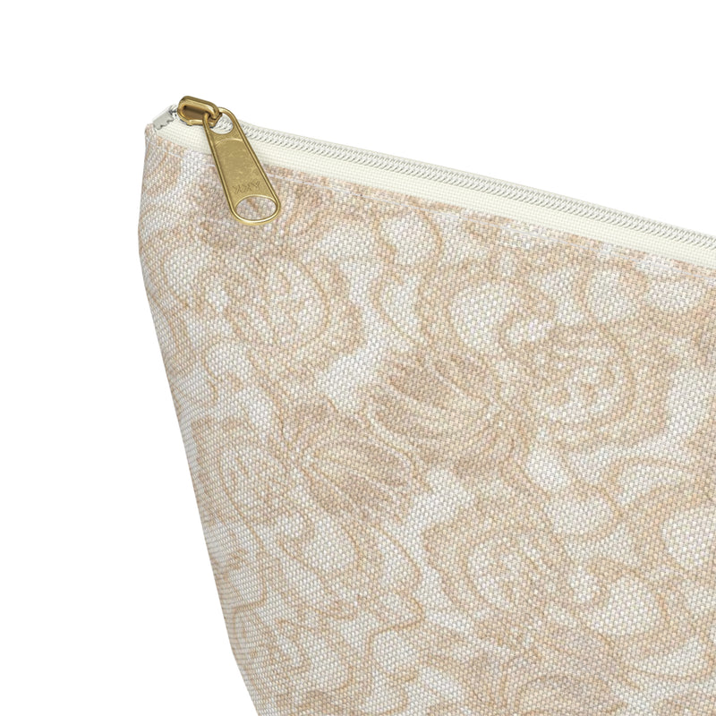 Zippered bag, lace bag, customized, personalized, champagne beige, XV gift, bridesmaid gift