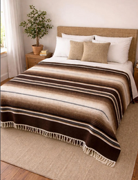 Serape brown/beige blanket, throw blanket, Full size
