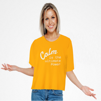 Custom Tee, Cotton Shirt, Personalized Fashion, Calm Is Power, Unisex Style, Short Sleeve Tee, Mindful Apparel, Statement Shirt, Eco Friendly Cotton, Minimalist Message, gold