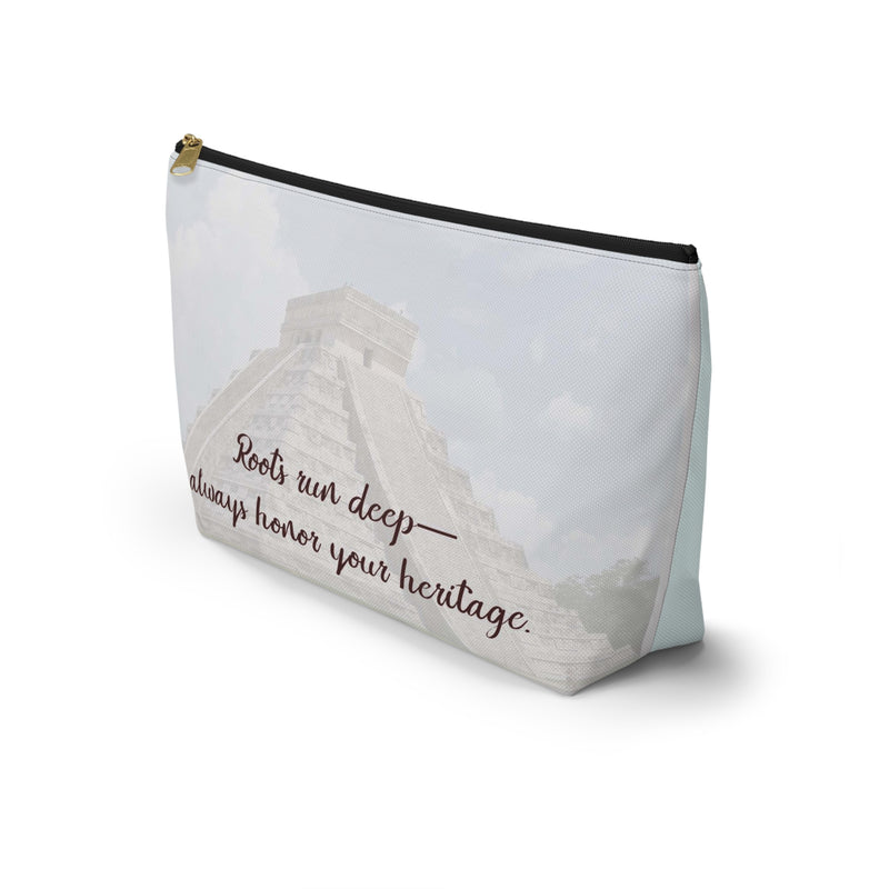 toiletry bag, cosmetics, small bag, zippered, aztec calendar, Mexican themed, bridesmaid gift, XV, customized, personalized