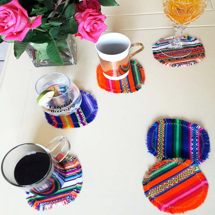 coasters, oval, round, andean, assorted, woven, non-skid, sets, gift, Inca design