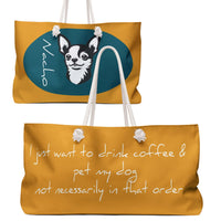 Personalized tote, bag for dog moms, coffee lovers, pet parents, pet-themed tote, furry friend, Dog mom gift tote, spacious bag,for dog lovers, Custom dog  tote, dog-themed bag, chihuahua, schnauzer, french 
