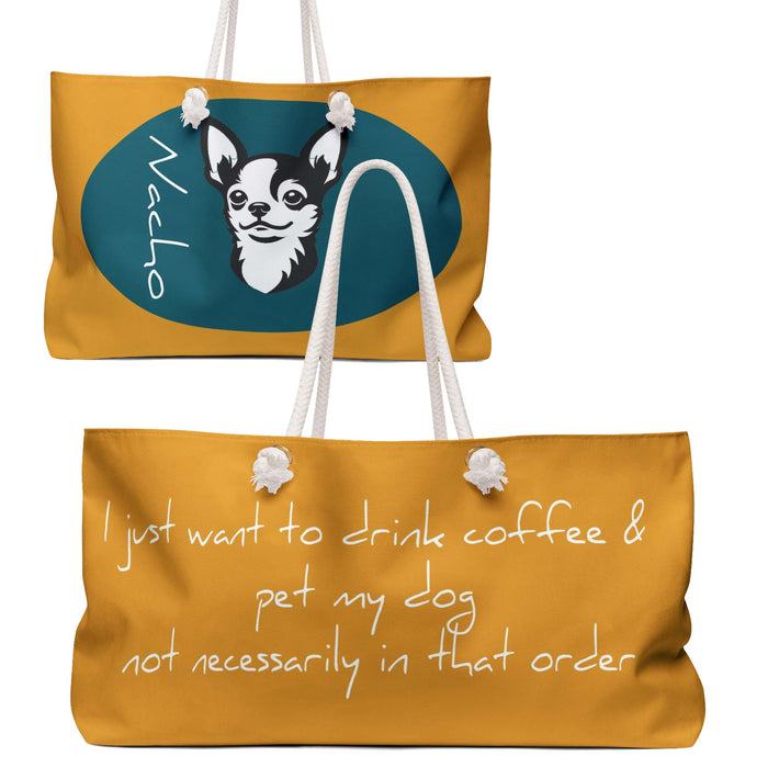 Personalized tote, bag for dog moms, coffee lovers, pet parents, pet-themed tote, furry friend, Dog mom gift tote, spacious bag,for dog lovers, Custom dog  tote, dog-themed bag, chihuahua, schnauzer, french 