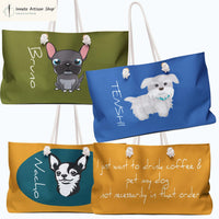 large tote, dog, customized, print, personalized, marigold, coffee lovers, dog lovers, pet parent, dog mom, dog dad, pet lovers, eco-friendly, gift for pet parent
