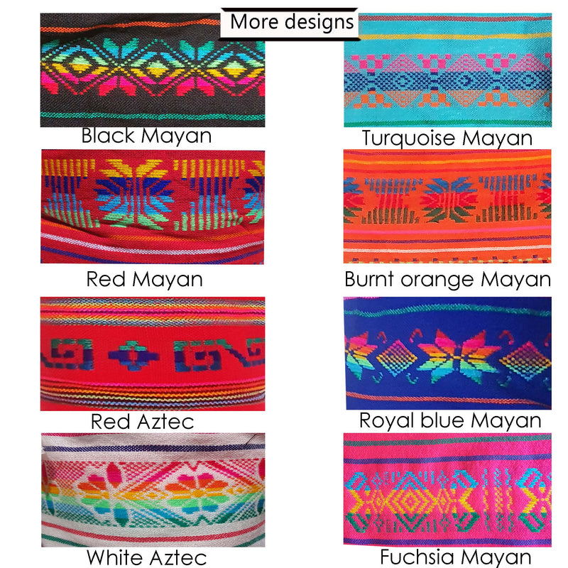 cummerbund, Mexican, Aztec, Mayan, reversible, embroidered, artisan, black, ethnic, tribal, lady, woman, belt, band