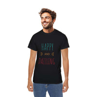 T shirt, pajama, baja blanket print, pants, loungewear, cozy set, Man, olive, black Shirt, happy and dazzling