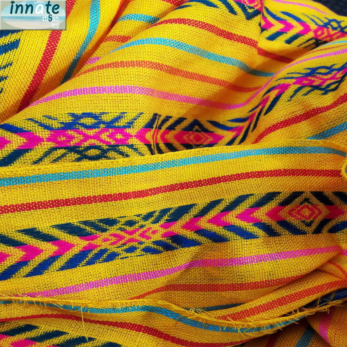 Mexican fabric,  by the yard,  woven cambaya,  yellow,  cempasuchil color,  marigold,  tela mexicana por metros