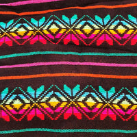 black table runner, camino de mesa negro, Mexican, artisan, embroidered, cambaya, Aztec, Mayan, custom, multicolor, rainbow, with fringes