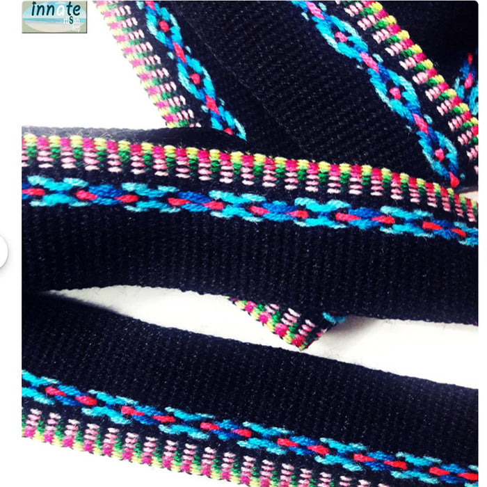 jacquard, trim , Peruvian, Andean, black, blue, Inca, South America, woven, artisan